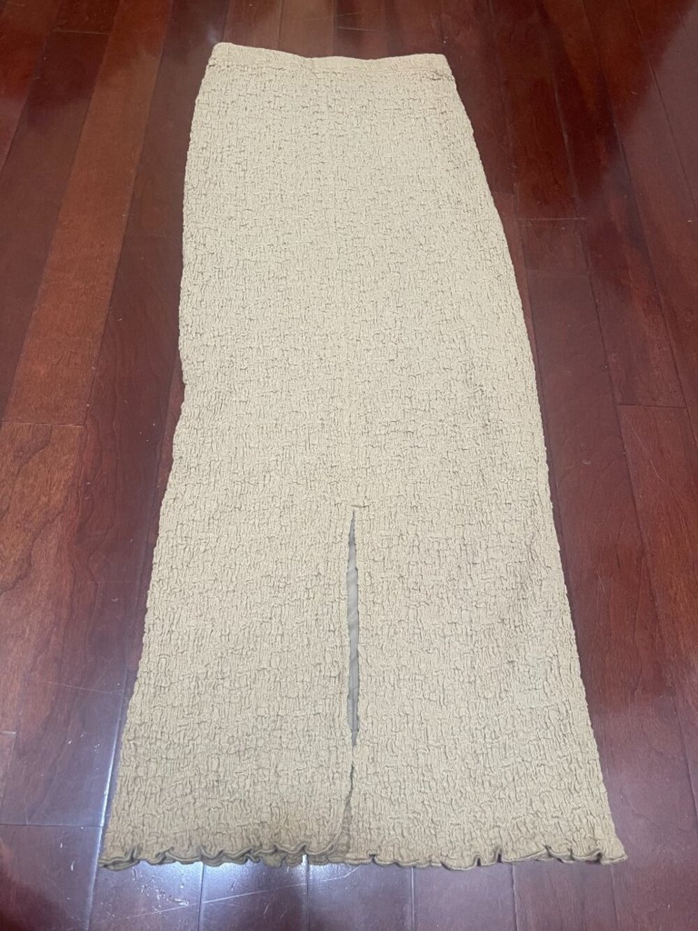 Princess Polly Beige Textured Shirred Maxi Skirt US 4 - Picture 8 of 8